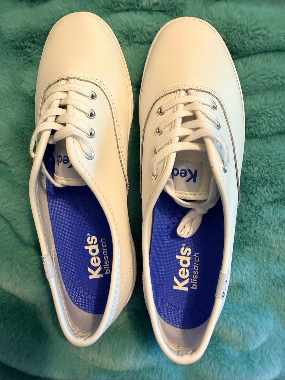 Keds White Sneakers with Blue Insole